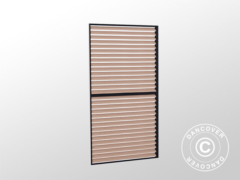 Ściana żaluzjowa do pergoli grillowej San Juan, 1,1x2,18m, Czarna/Imitacja drewna, 1 szt.