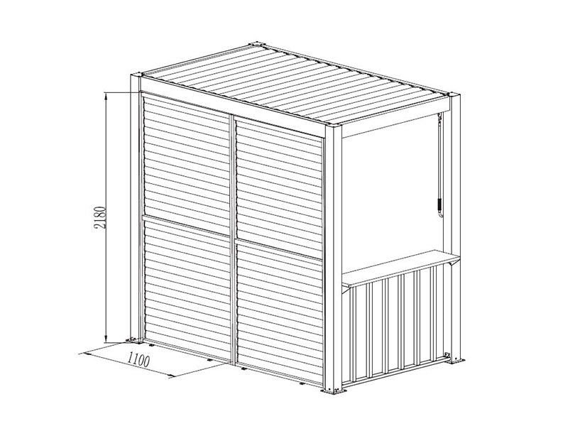 Ściana żaluzjowa do pergoli grillowej San Juan, 1,1x2,18m, Czarna/Imitacja drewna, 1 szt.