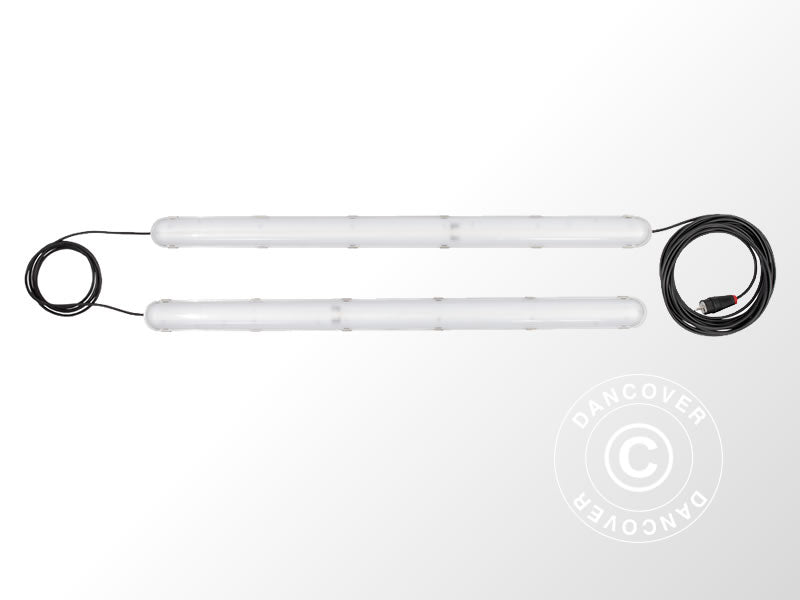 Przemysłowa świetlówka LED z 2 podłączonymi oprawami, Biała