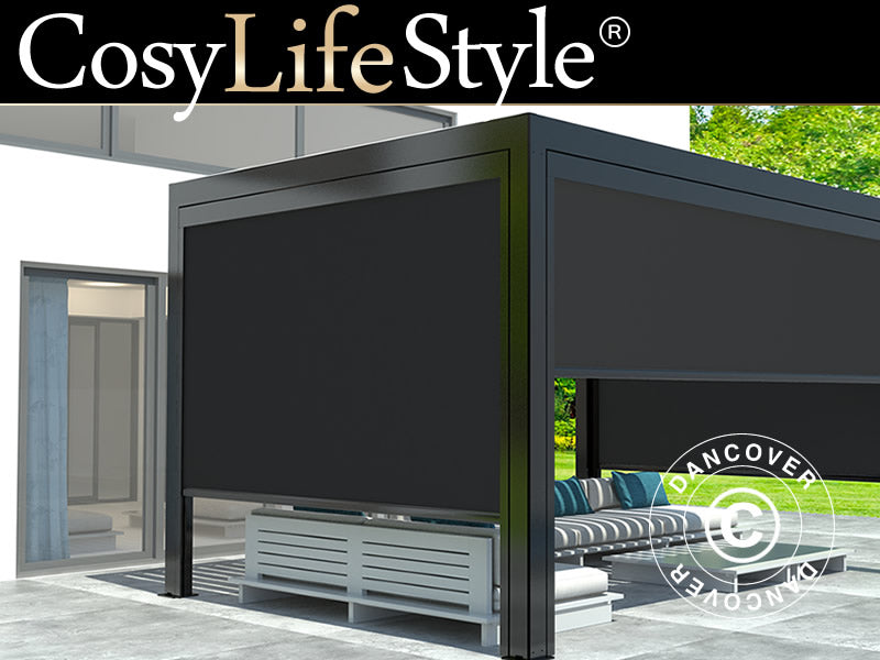 Parawan boczny do bioklimatycznej pawilonu pergola San Marino, 3m, Antracyt