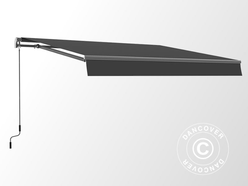 Markiza z korbą ręczną, 2,95x2,5m, Szara/Stelaż szary