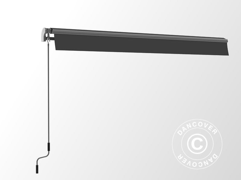 Markiza z korbą ręczną, 3,95x3m, Szara/Stelaż szary