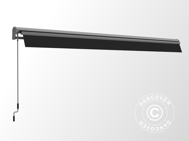 Markiza z korbą ręczną, 3,95x3m, Szara/Stelaż szary