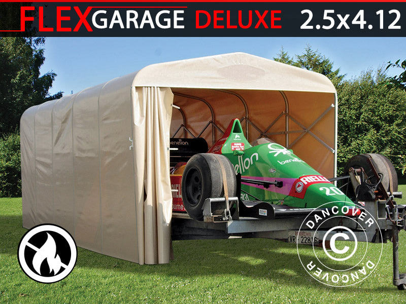 Garaż składany tunelowy (Samochodowy), 2,5x4,12x2,15m, Beżowy