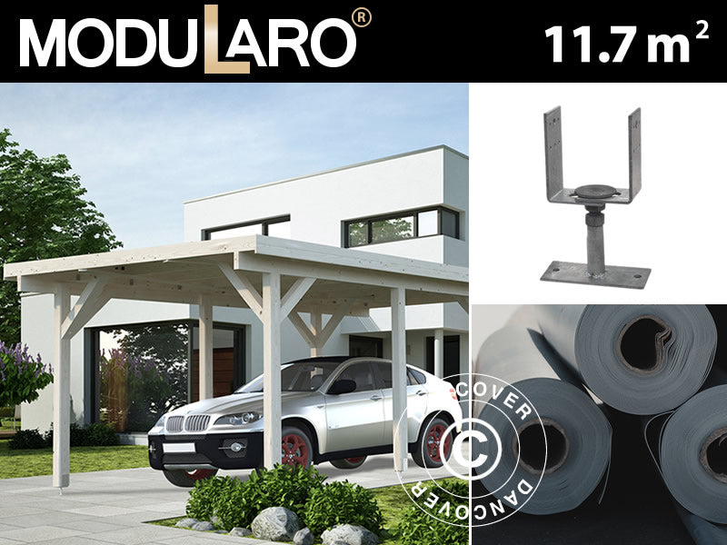 Wiata drewniana, 3,6x5,12x2,32m, 11,7m&sup2;, Naturalny, KOMPLETNY ZESTAW