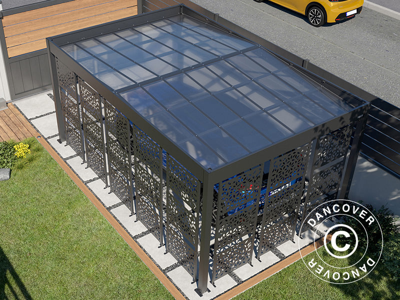 Wiata Libeccio z 8 panelami bocznymi, 3,26x5,09x2,34m, Antracyt