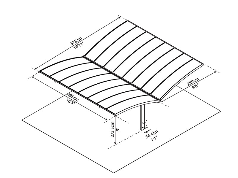 Podwójna wiata Arizona, 5,78x4,95m, Palram/Canopia, Szara