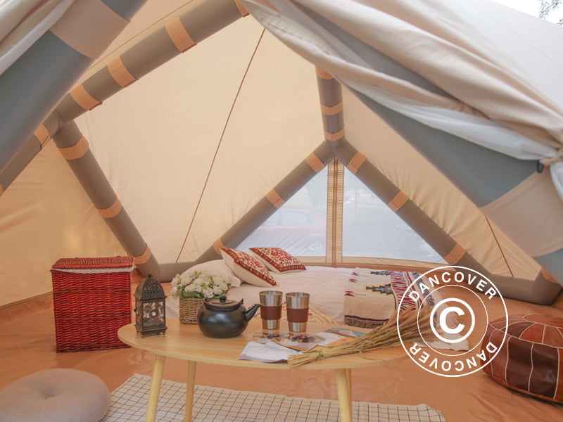 Nadmuchiwany namiot glampingowy, TentZing®, 4x4m, 5-osobowy, Piaskowy