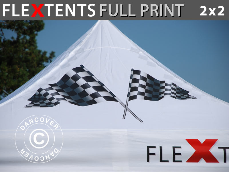 Poszycie dachowe z nadrukiem z falbaną do pawilonu FleXtents® PRO 2x2m