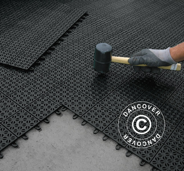 Podłoga z tworzywa sztucznego, Basic, Multiplate, kolor czarny, 1,23 m² (4 szt.)