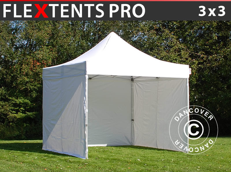 Namiot Ekspresowy FleXtents PRO 3x3m Biały, mq 4 ściany boczne