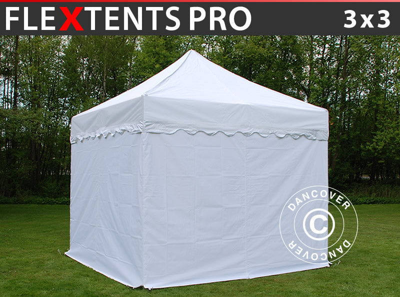 Namiot Ekspresowy FleXtents PRO "Wave" 3x3m Biały, mq 4 ściany boczne