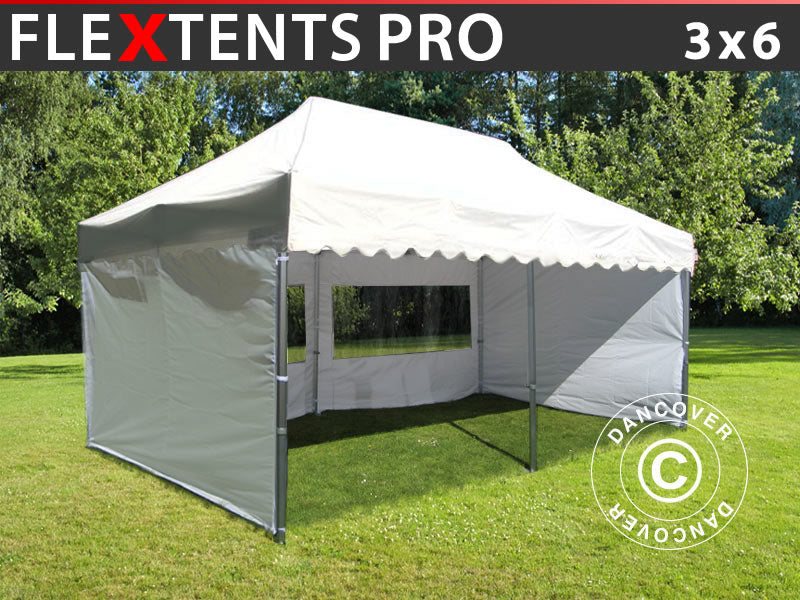 Namiot Ekspresowy FleXtents PRO "Wave" 3x6m Biały, mq 6 ściany boczne