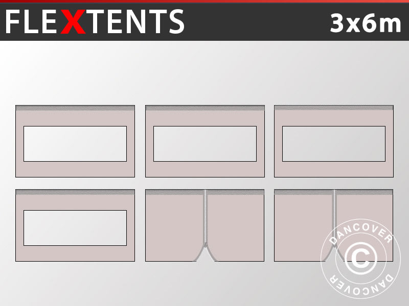 Zestaw ścian bocznych dla Namiot ekspresowy FleXtents 3x6m, Latte