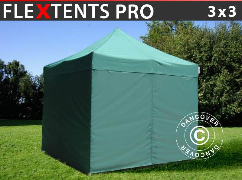 Namiot Ekspresowy FleXtents PRO 3x3m Zielony, mq 4 ściany boczne