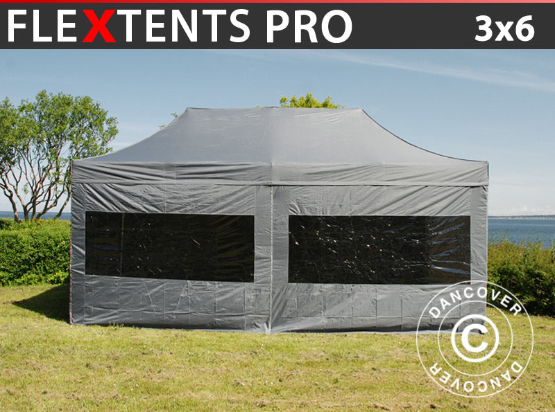 Namiot Ekspresowy FleXtents PRO 3x6m Szary, mq 6 ściany boczne