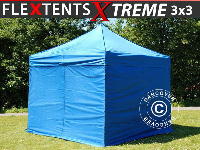 Namiot ekspresowy FleXtents Xtreme 60 3x3m Niebieski, mq 4 ściany boczne