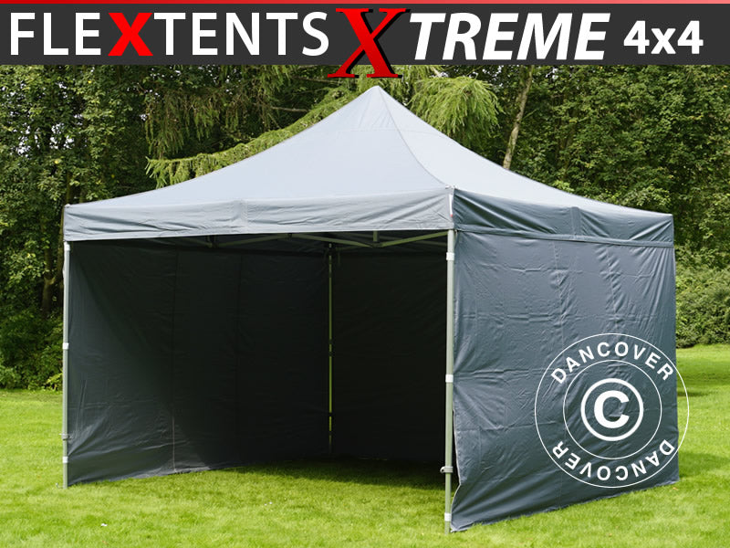Namiot ekspresowy FleXtents Xtreme 50 4x4m Szary, mq 4 ściany boczne