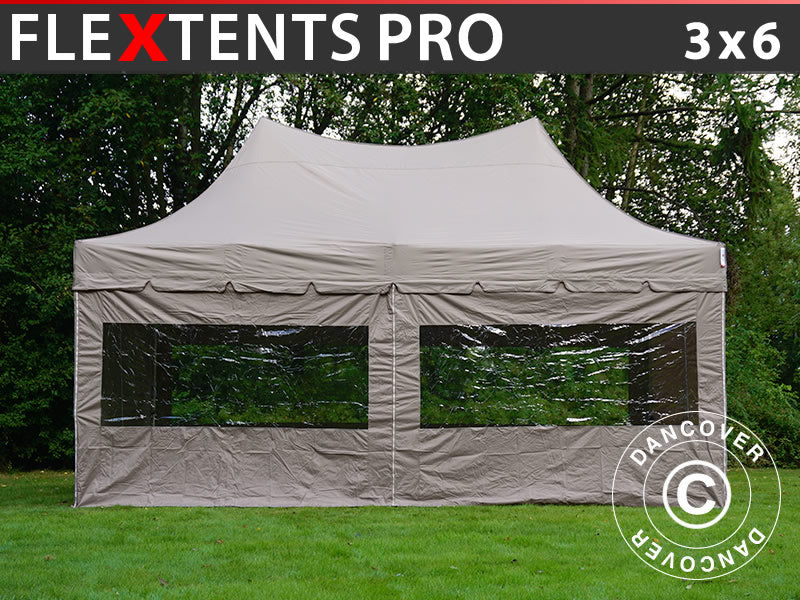 Namiot ekspresowy FleXtents PRO Peak Pagoda 3x6m Latte, mq 6 ściany boczne