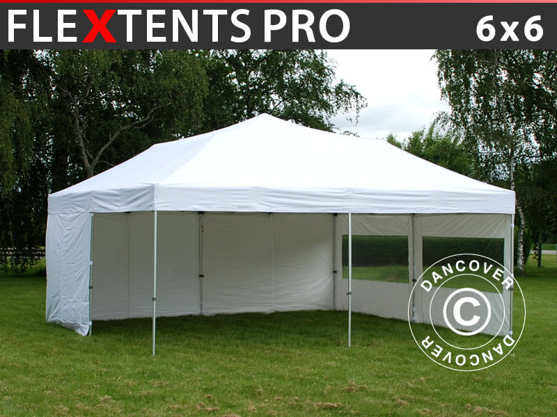 Namiot Ekspresowy FleXtents PRO 6x6m Biały, mq 8 ściany boczne