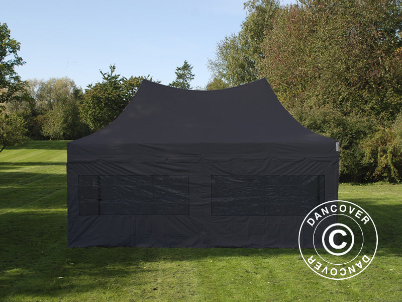 Namiot ekspresowy FleXtents PRO Peak Pagoda 3x6m Czarny, 6 ściany boczne w zestawie