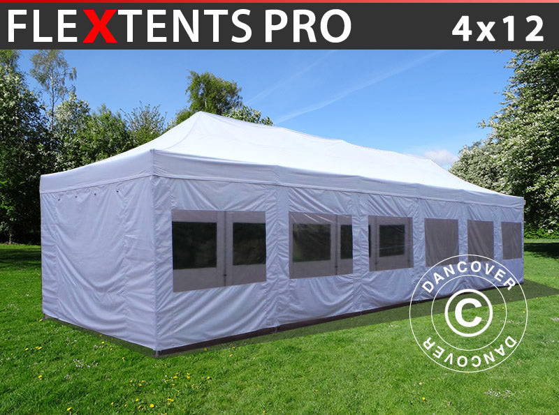 Namiot Ekspresowy FleXtents PRO 4x12m Biały, mq ściany boczne