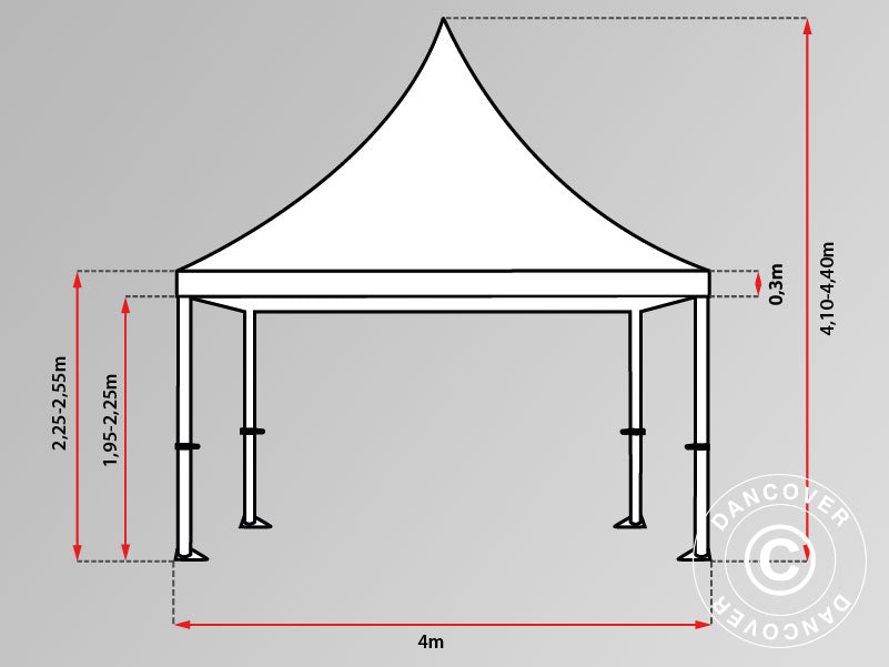 Namiot ekspresowy FleXtents PRO Peak Pagoda 4x6m Biały, mq 8 ściany boczne