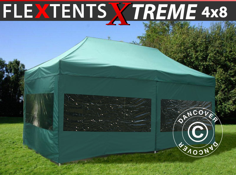 Namiot Ekspresowy FleXtents Xtreme 50 4x8m Zielony, mq 6 ściany boczne