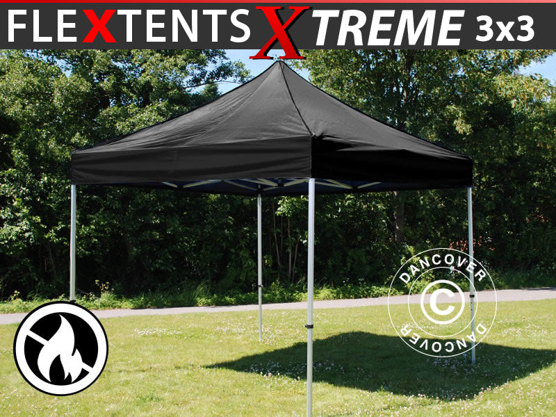 Namiot Ekspresowy FleXtents Xtreme 50 3x3m Czarny, Ogniotrwale