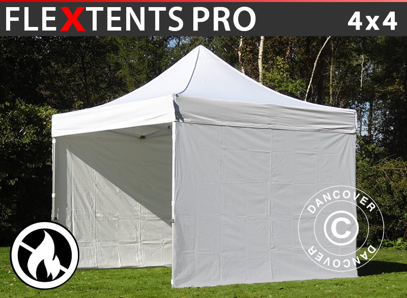 Flext. Pro 4x4m White Top Frame & sidewalls B1 GL