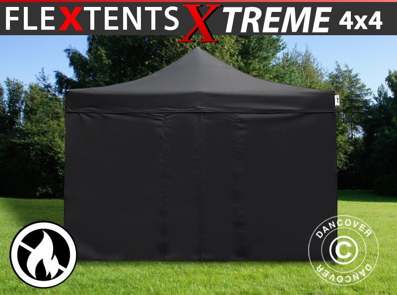 Namiot Ekspresowy FleXtents Xtreme 50 4x4m Czarny, Ogniotrwale, mq 4 ściany boczne