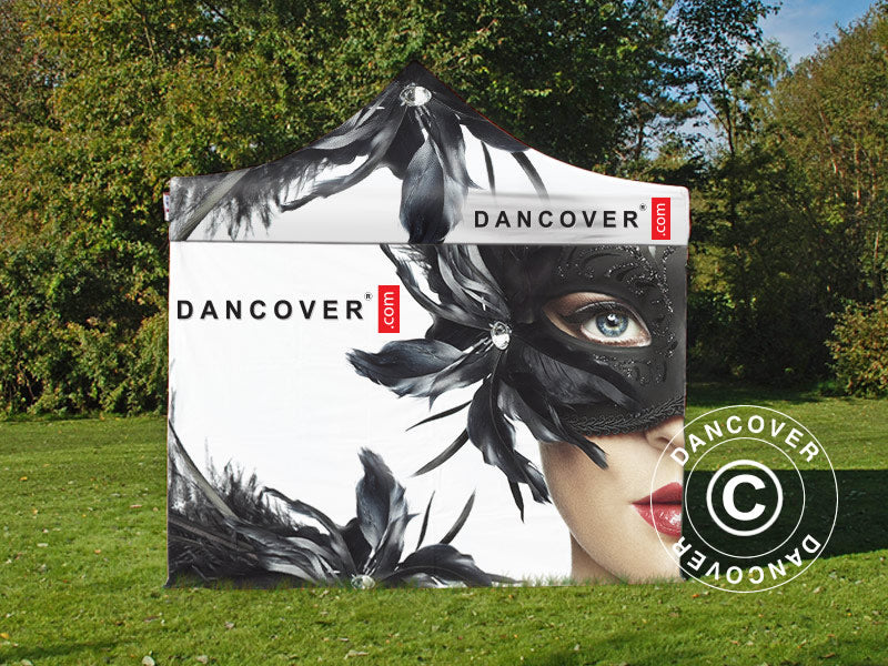 Namiot ekspresowy FleXtents PRO z pełnym zadrukiem cyfrowym, 3x4,5m, zawierający 4 ściany boczne