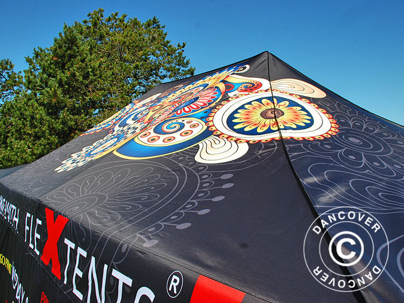 Namiot ekspresowy FleXtents PRO z pełnym zadrukiem cyfrowym, 4x8m, zawierający 4 ściany boczne