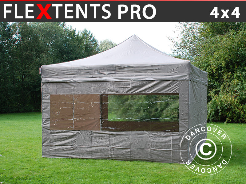 Namiot Ekspresowy FleXtents PRO 4x4m Latte, mq 4 ściany boczne