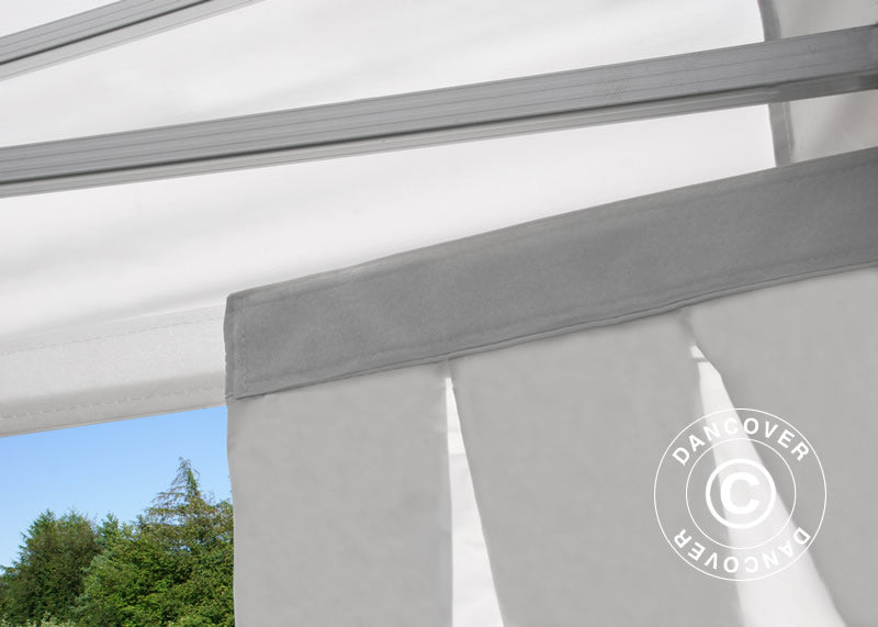 Namiot Ekspresowy FleXtents PRO 4x6m Biały, mq 8 ściany boczne & ozdobnymi kurtynami