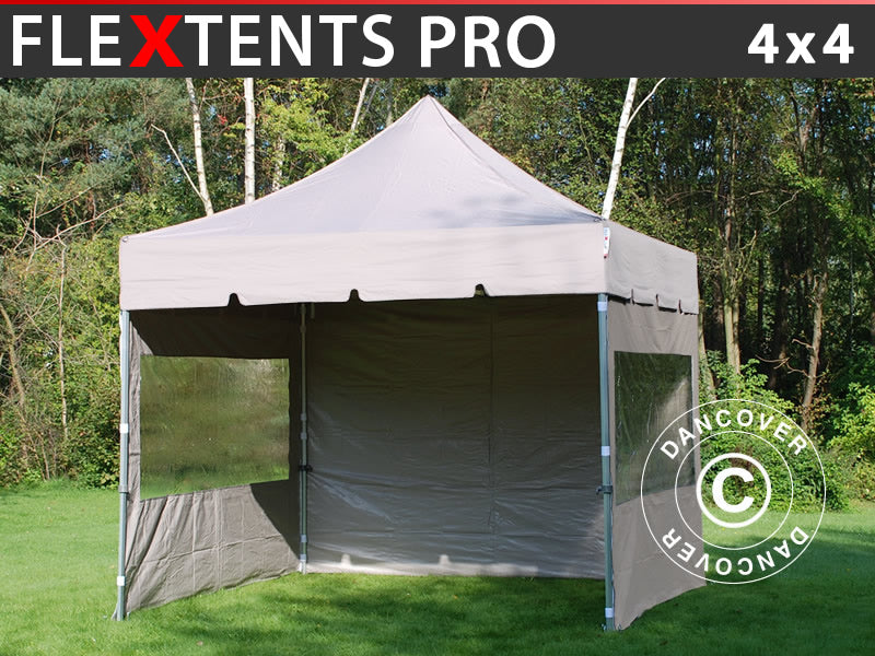 Namiot Ekspresowy FleXtents PRO "Peaked" 4x4m Latte, mq 4 ściany boczne