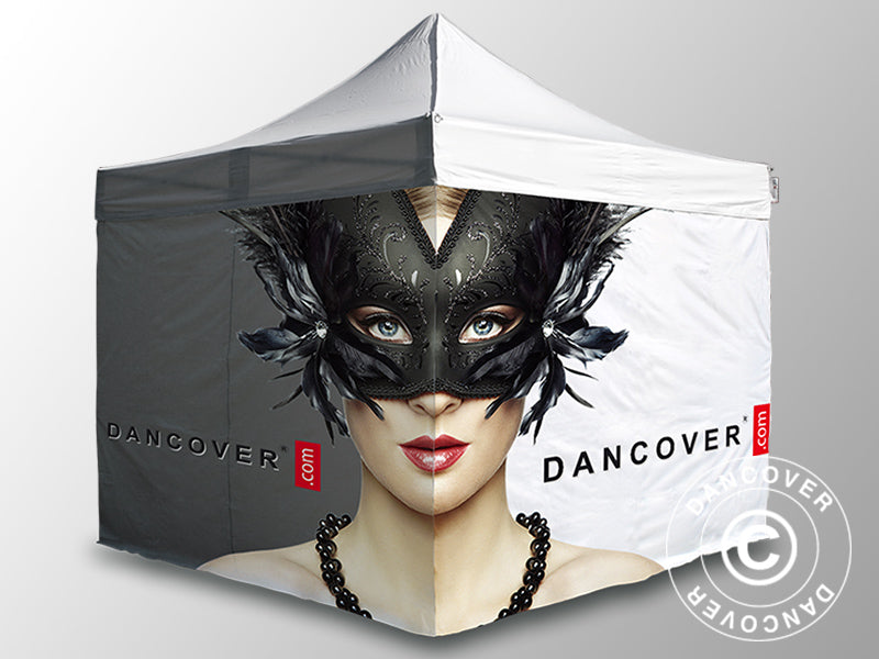 Namiot ekspresowy FleXtents Xtreme 50 z pełnym zadrukiem cyfrowym, 4x4m, zawierający 4 ściany boczne