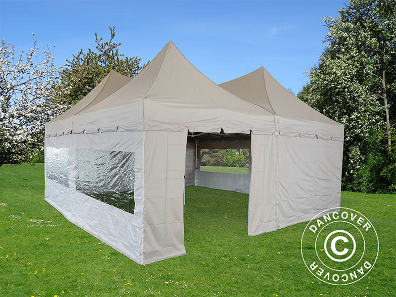 Namiot ekspresowy FleXtents PRO Peak Pagoda 6x6m, Latte, 8 ścian bocznych