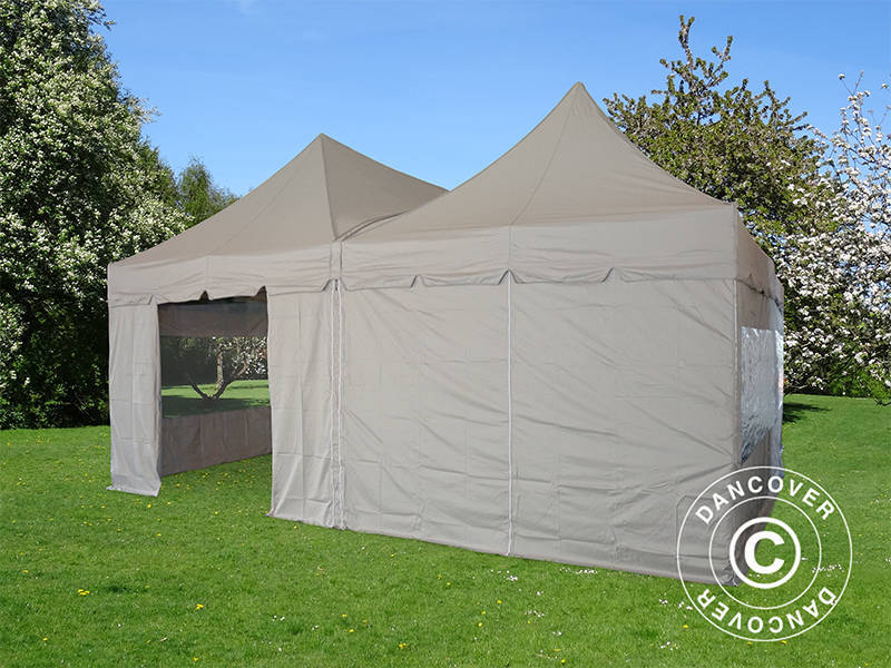 Namiot ekspresowy FleXtents PRO Peak Pagoda 6x6m, Latte, 8 ścian bocznych