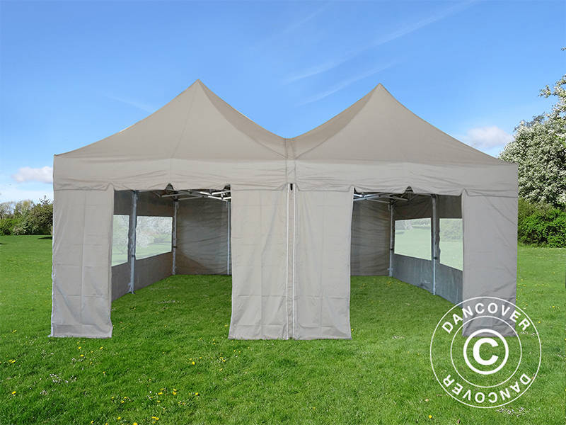 Namiot ekspresowy FleXtents PRO Peak Pagoda 6x6m, Latte, 8 ścian bocznych