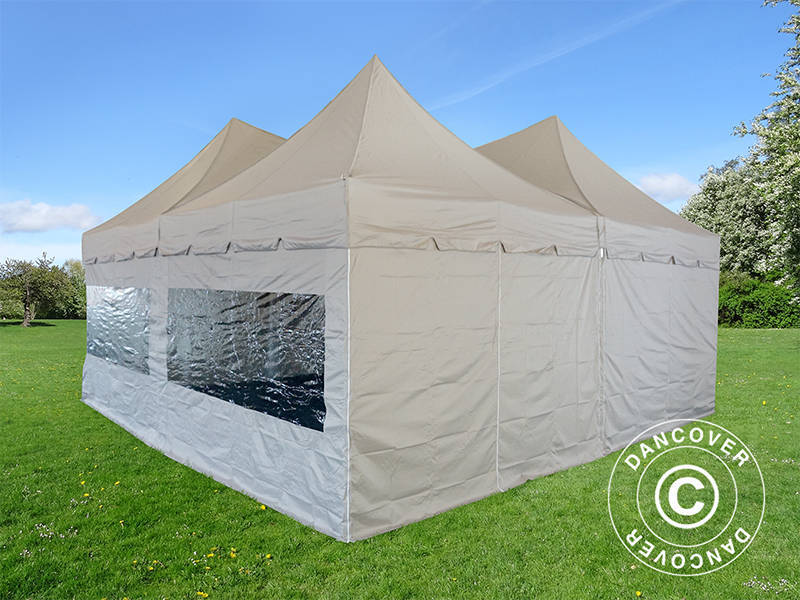 Namiot ekspresowy FleXtents PRO Peak Pagoda 6x6m, Latte, 8 ścian bocznych