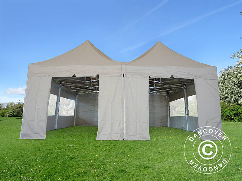 Namiot ekspresowy FleXtents PRO Peak Pagoda 6x6m, Latte, 8 ścian bocznych