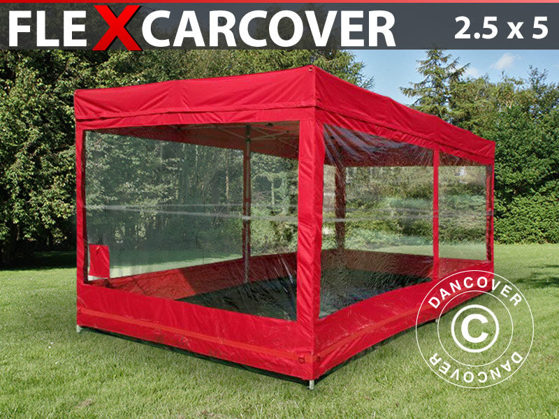 Składany garaż FleX Carcover, 2,5x5m, Czerwony