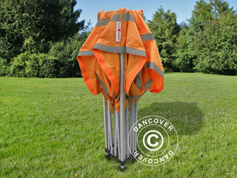 Namiot Ekspresowy FleXtents PRO Namiot roboczy 3x3m Pomarańczowy odblaskowy, mq 4 ściany boczne