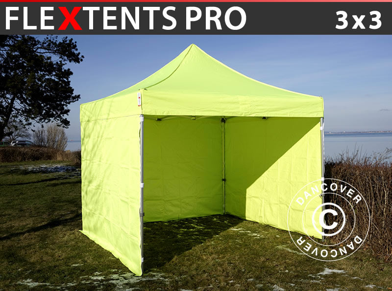 Namiot Ekspresowy FleXtents PRO 3x3m Jaskrawożółty/zielony, mq 4 ściany boczne