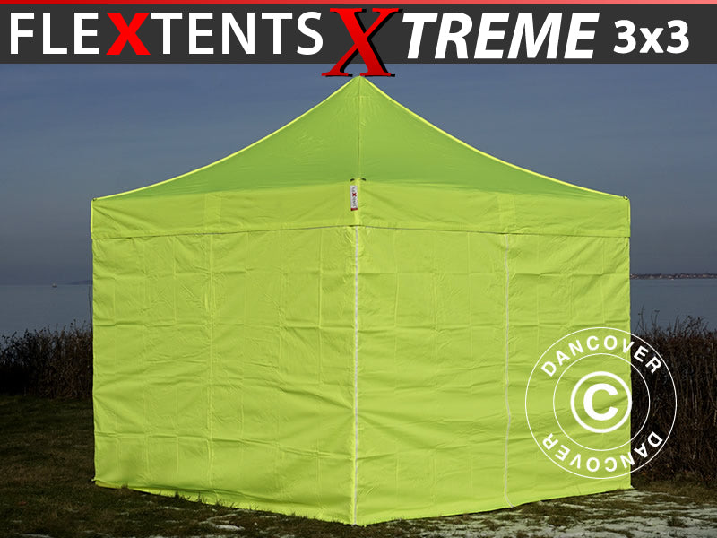 Namiot Ekspresowy FleXtents Xtreme 50 3x3m Jaskrawożółty/zielony, mq 4 ściany boczne