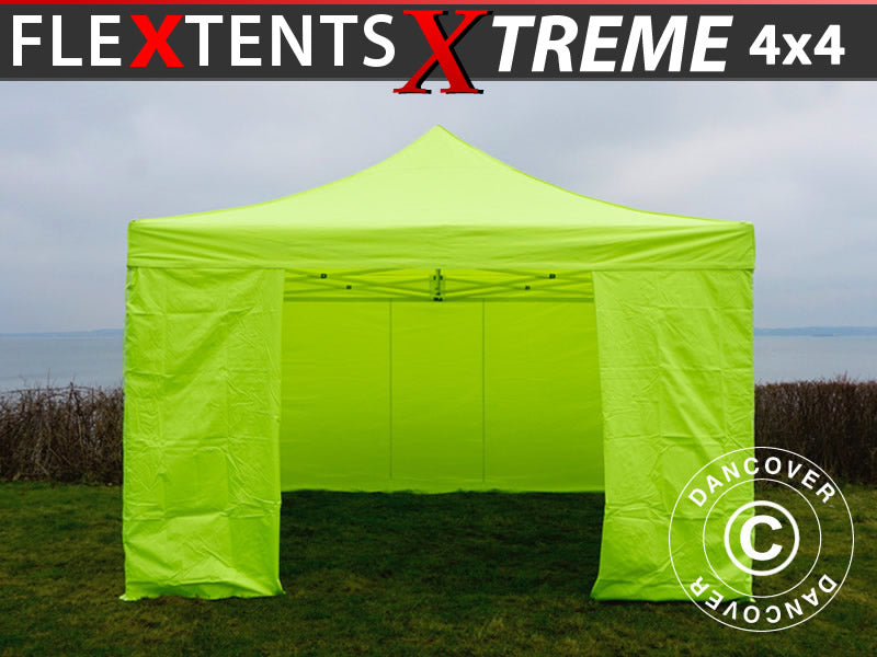 Namiot Ekspresowy FleXtents Xtreme 50 4x4m Jaskrawożółty/zielony, mq 4 ściany boczne