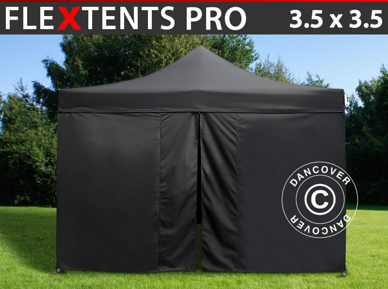 Namiot Ekspresowy FleXtents PRO 3,5x3,5m Czarny, mq 4 ściany boczne