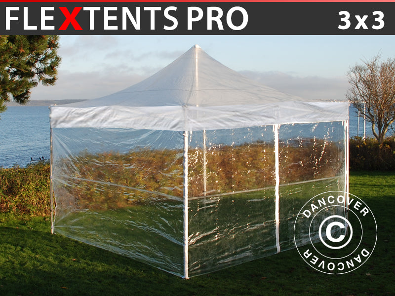 Namiot Ekspresowy FleXtents PRO 3x3m Przezroczysty, mq 4 ściany boczne