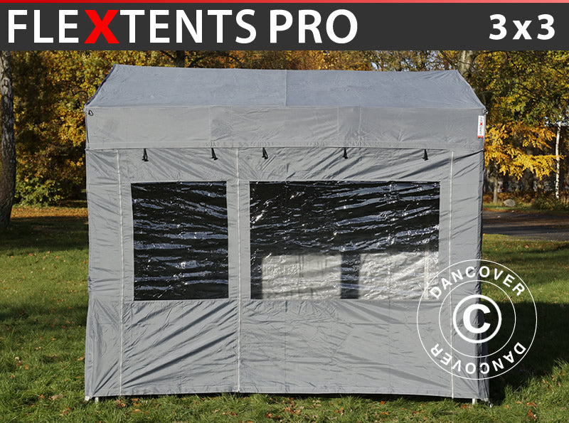 Namiot ekspresowy FleXtents PRO Trapezo 3x3m Szary, mq 4 ściany boczne